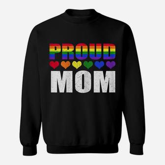 Womens Proud Mom Lgbt-Q Gay Pride Ally Lgbt Parent Rainbow Heart Sweatshirt | Crazezy UK