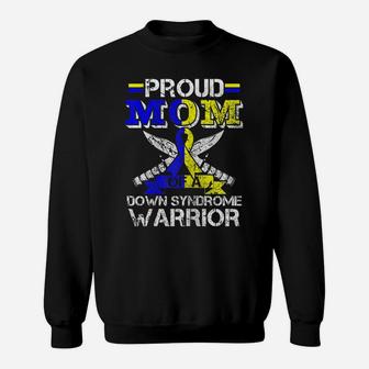 Womens Proud Mom Of A Down Syndrome Warrior Costume Ribbon Gift Sweatshirt | Crazezy