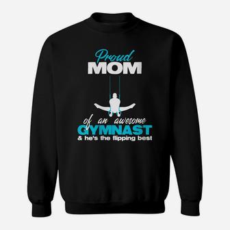 Womens Proud Mom Of An Awesome Boy Gymnast Rings Competition Meet Sweatshirt | Crazezy UK
