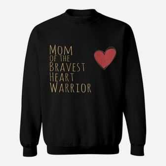Womens Proud Mom Of Bravest Heart Warrior Chd Awareness Congenital Raglan Baseball Tee Sweatshirt | Crazezy DE