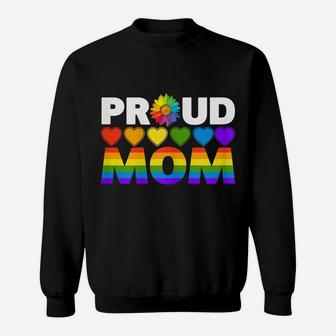 Womens Proud Mom Sunflower Family Rainbow Heart Lgbt Gay Lesbian Sweatshirt | Crazezy