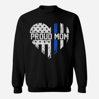 Womens Proud Mom Thin Blue Line Police Support Cop Mom Sweatshirt | Crazezy UK