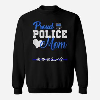 Womens Proud Police Mom Shirt American Flag Graphic Tee Plus Size Sweatshirt | Crazezy