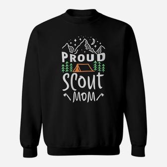 Womens Proud Scout Mom For A Scout Camping Scouting Camper Sweatshirt | Crazezy