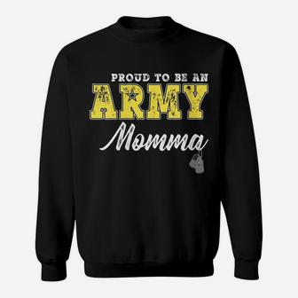 Womens Proud To Be An Army Momma Us Flag Dog Tags Military Mom Gift Sweatshirt | Crazezy CA