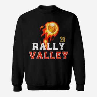 Womens Rally In The Valley Phoenix Flaming Basketball Retro Sunset Sweatshirt | Crazezy