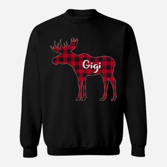 Womens Red Plaid Gigi Moose Xmas Matching Buffalo Family Pajama Sweatshirt | Crazezy
