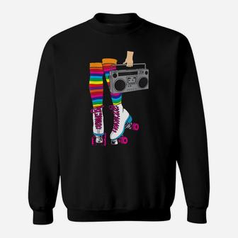 Womens Retro Rollerskates 80'S Roller Disco Skating Girl Sweatshirt Sweatshirt | Crazezy AU