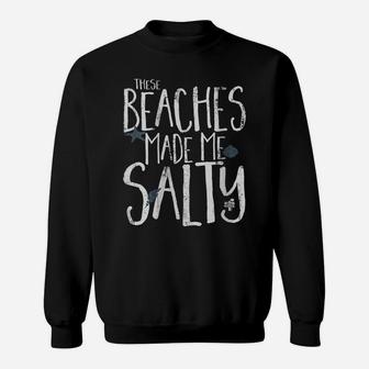 Womens Retro Vintage These Beaches Made Me Salty Funny Summer Vaca Sweatshirt | Crazezy