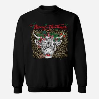 Womens Scottish Highland Cow Country Mooey Christmas Shirt Sweatshirt | Crazezy CA