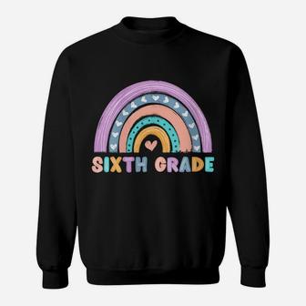 Womens Sixth Grade Boho Rainbow Funny Hello 6Th Grade School Team Sweatshirt | Crazezy