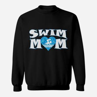 Womens Swim Mom Heart Shaped Pool Water Swimmer Swimming & Diving Sweatshirt | Crazezy CA