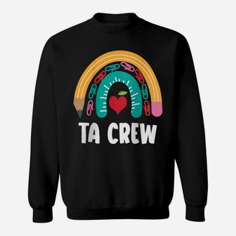 Womens Ta Crew, Funny Boho Rainbow For Teacher Assistant Raglan Baseball Tee Sweatshirt | Crazezy CA