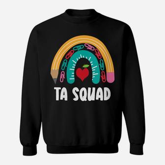 Womens Ta Squad, Funny Boho Rainbow For Teacher Assistant Sweatshirt | Crazezy CA