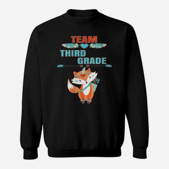 Womens Team Third Grade Cute Fox Teacher Student Back To School Sweatshirt | Crazezy