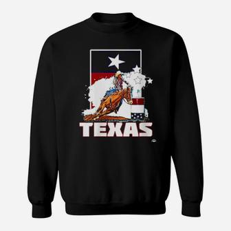 Womens Texas Rodeo Barrel Racing Cowgirl Horse Racer Souvenir Sweatshirt - Monsterry CA
