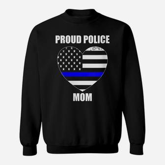 Womens Thin Blue Line Flag Law Enforcement Officer Proud Police Mom Sweatshirt | Crazezy UK