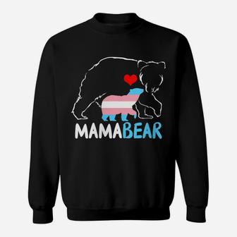 Womens Trans Mama Bear Proud Mom Rainbow Transgender Mother's Day Sweatshirt | Crazezy AU
