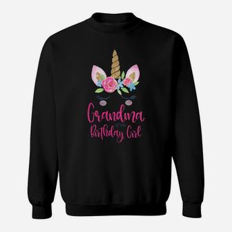 Womens Unicorn Grandma Of The Birthday Girl Matching Party Group Sweatshirt | Crazezy DE