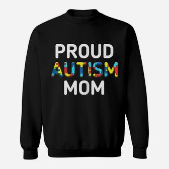 Womens Unique Proud Autism Mom Colored Puzzle Pieces Awareness Sweatshirt | Crazezy CA