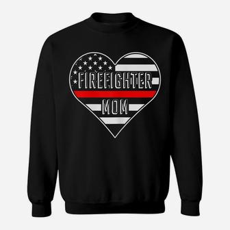 Womens Us Flag Heart Proud Firefighter Mom Sweatshirt | Crazezy CA