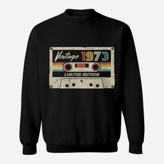 Womens Vintage 1973 Made In 1973 47Th Birthday Gift Retro Cassette Sweatshirt | Crazezy
