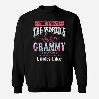 Womens What World's Greatest Grammy Looks Like Mothers Day Sweatshirt | Crazezy DE