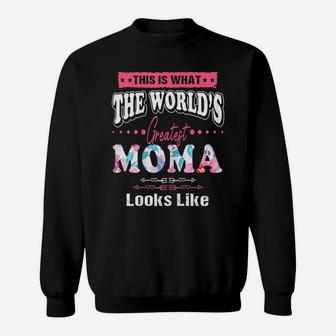Womens What World's Greatest Moma Looks Like Mothers Day Sweatshirt | Crazezy CA