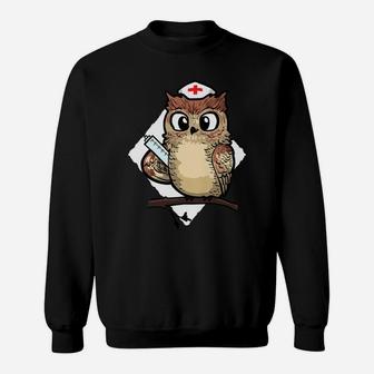 Womens Women Funny Owl Nursing Gift Proud Night Shift Nurse Sweatshirt | Crazezy