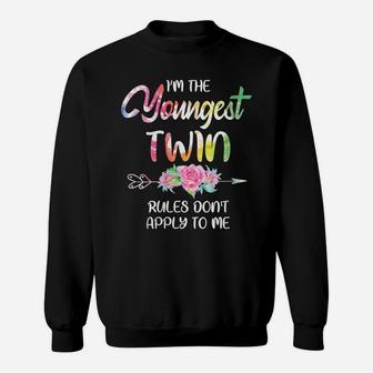 Womens Youngest Twin Shirt Girls Women Little Sister Matching Twins Sweatshirt | Crazezy