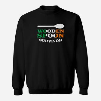 Wooden Spoon Survivor Quote Irish Flag Ireland Heritage Fun Sweatshirt - Monsterry UK