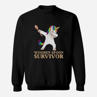 Wooden Spoon Survivor With Dabbing Unicorn Sweatshirt | Crazezy DE