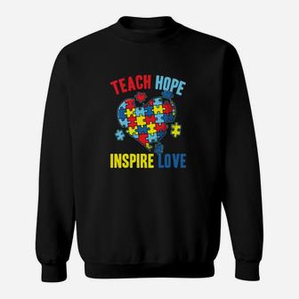 World Autism Awareness Cute Puzzle Piece Teacher Sweatshirt - Monsterry UK