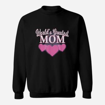 Worlds Greatest Mom Mothers Day Triple Heart Sweatshirt | Crazezy CA