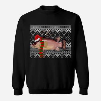 Xmas Fish Santa Hat Hogfish Ugly Christmas Sweatshirt Sweatshirt | Crazezy