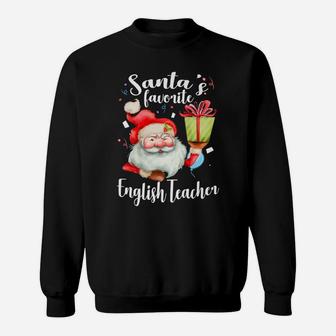 Xmas Santa Gifts Santa's Favorite English Teacher Christmas Sweatshirt | Crazezy DE