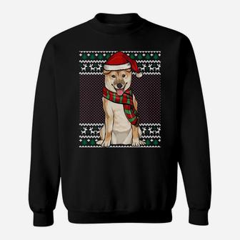 Xmas Shiba Inu Dog Santa Hat Ugly Christmas Sweatshirt Sweatshirt | Crazezy