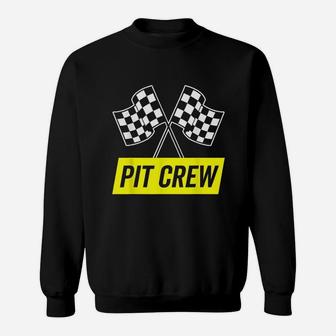Yellow Italic Pit Crew For Racing Party Costume Dark Sweatshirt | Crazezy DE