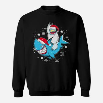 Yeti To Party Shark Santa Hat Christmas Pajama Xmas Gift Sweatshirt | Crazezy CA