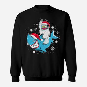 Yeti To Party Shark Santa Hat Christmas Pajama Xmas Gift Sweatshirt Sweatshirt | Crazezy