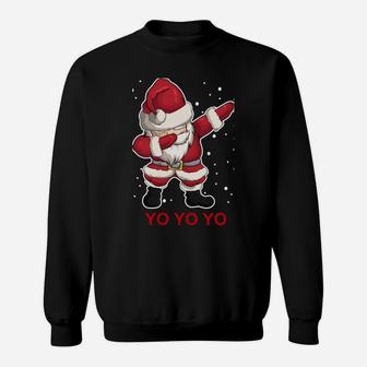 Yo Yo Yo Merry Christmas Santa Dabbing Ugly Sweater Sweatshirt Sweatshirt | Crazezy