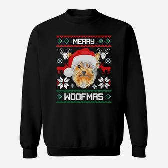 Yorkshire Terrier Merry Woofmas Gift For Christmas Xmas Sweatshirt Sweatshirt | Crazezy