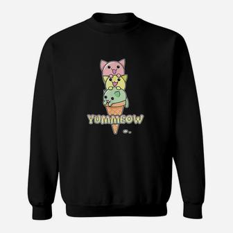 Yummeow Cat Ice Cream Cone Funny Kawaii Kitten Sweatshirt | Crazezy UK