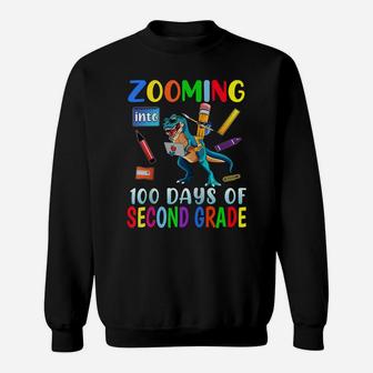 Zooming Into 100 Days Of Second Grade Virtual School Boys Raglan Baseball Tee Sweatshirt | Crazezy