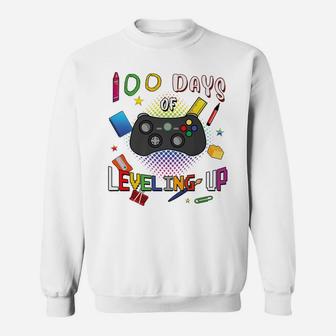 100 Days Of School Leveling Up Video Gamer 100Th Day Gift Sweatshirt | Crazezy