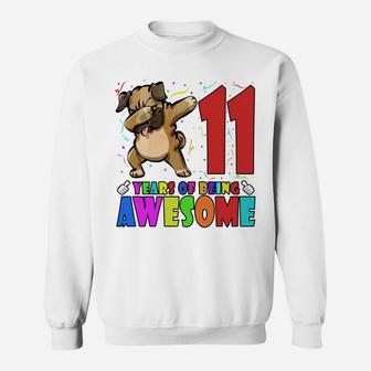 11Th Birthday Party Dabbing Pug - 11 Years Old Girls Boys Sweatshirt | Crazezy CA