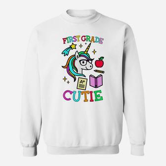 1St Grade Cutie Unicorn First Grade Girl Gift Sweatshirt | Crazezy