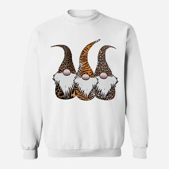 3 Nordic Gnomes Animal Print Leopard Cheetah Tiger Stripes Sweatshirt | Crazezy