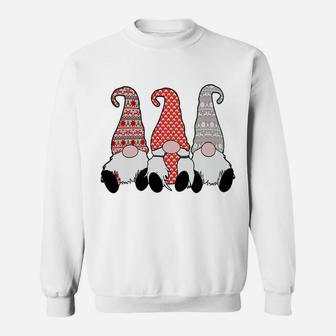 3 Nordic Gnomes Swedish Lady Tomte Nisse Gray Red Sweatshirt | Crazezy