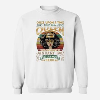 34 Years Birthday Girls 34Th Birthday Queen January 1987 Sweatshirt | Crazezy